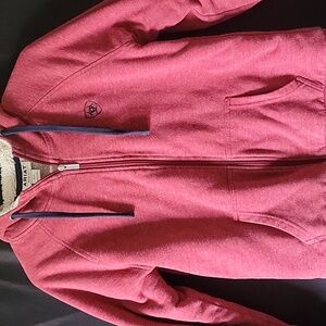 Ariat REAL Sherpa Full Zip Hoodie In a Womens Small in Heathered Burgundy